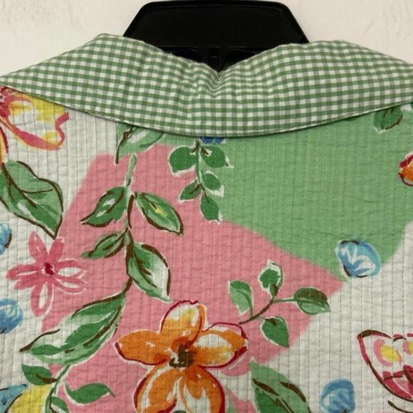 Alfred Dunner Pastel Floral Quilted Gingham Lightweight Dinner Jacket 6P Summer - Picture 11 of 12